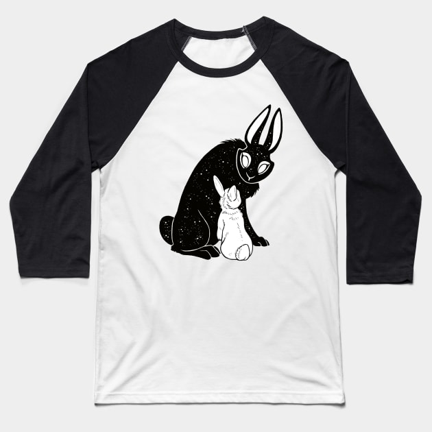 Nightsky Rabbit Baseball T-Shirt by Firlefanzzz